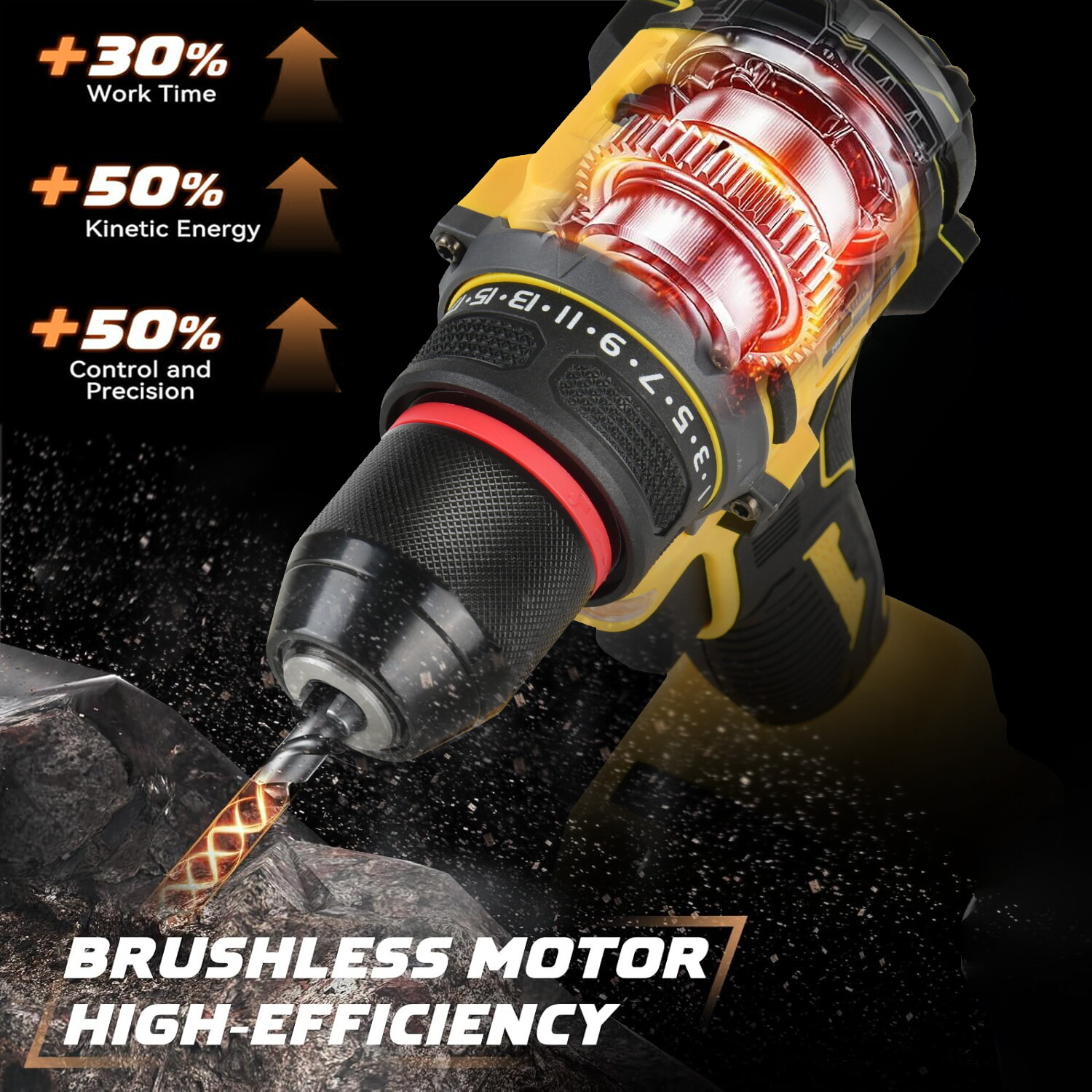 3/8" Brushless Cordless Drill for DeWalt 20V MAX Battery Bare Tool