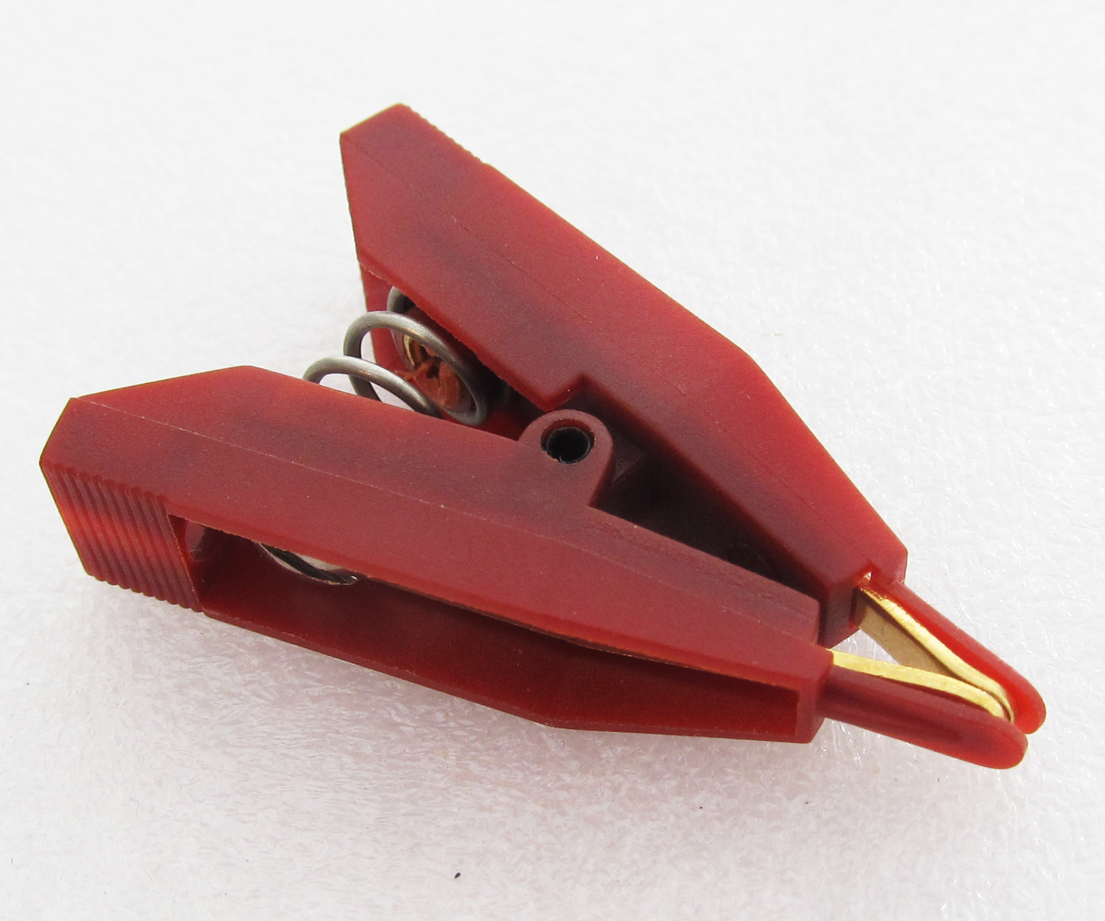 1pc Red Copper Electric Kelvin Test Clip Screw fixed 10A 10amp Gold Tip 41mm