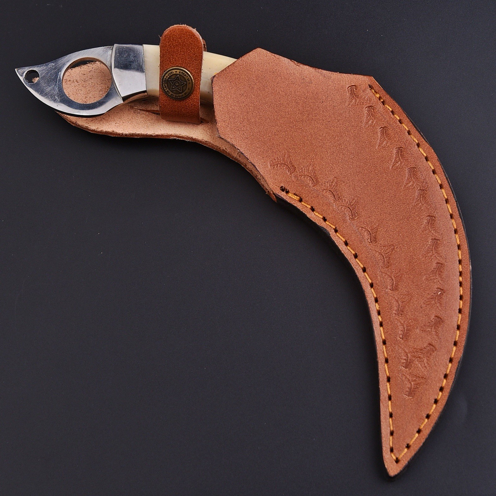 Handmade Fixed Blade Karambit Knife Tactical Claw with Belt Leather Sheath