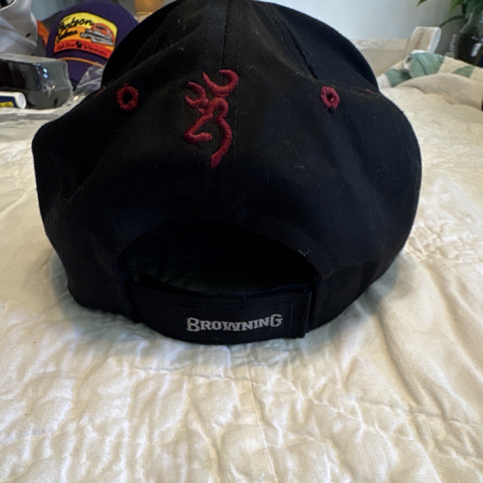 Browning Adjustable Ball Cap One Size Black Burgundy Cotton Polyester Pheasant
