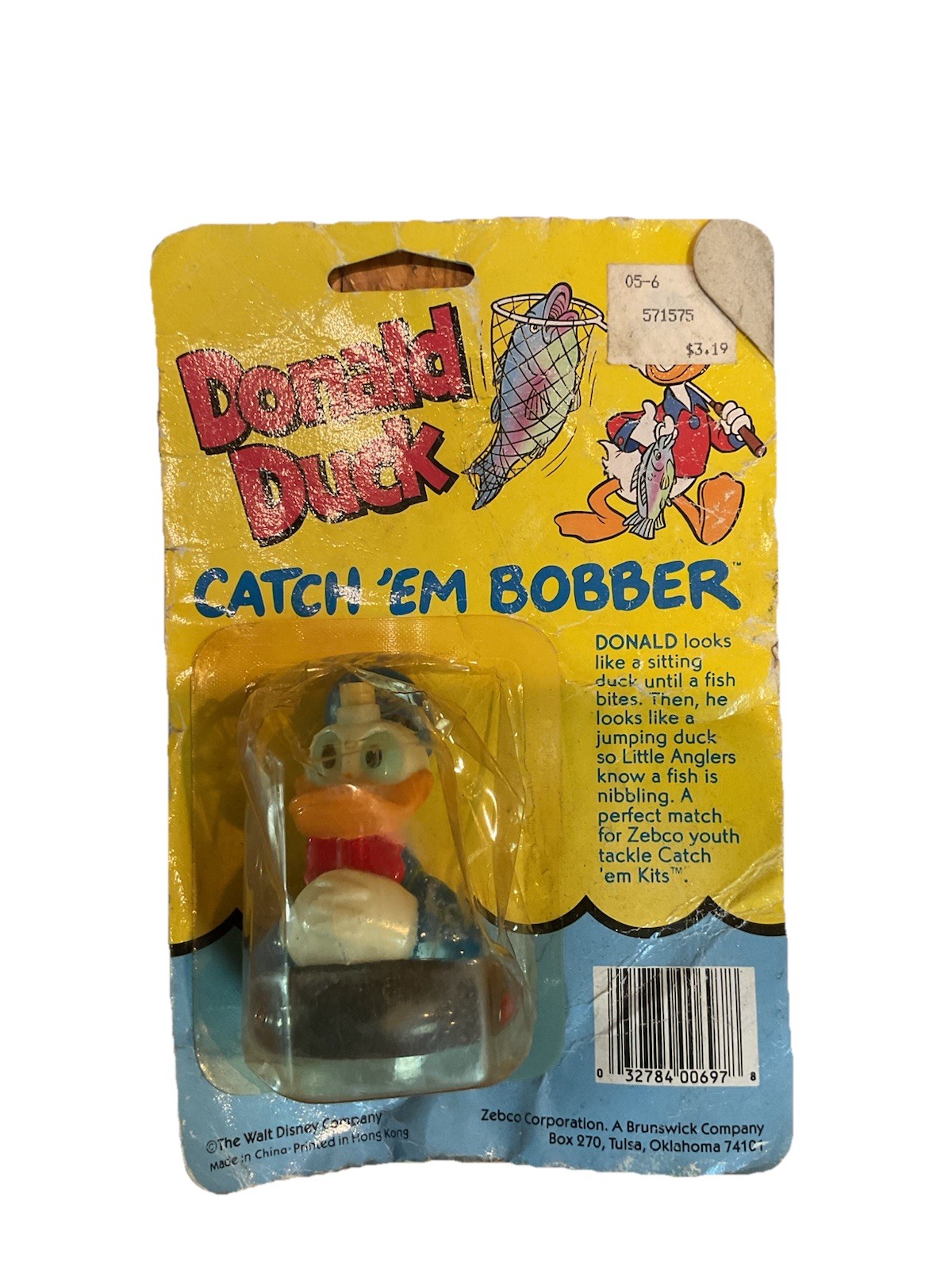 Donald Duck Catch 'Em Bobber Walt Disney Zebco Corp Vintage, Kid Fishing Supply