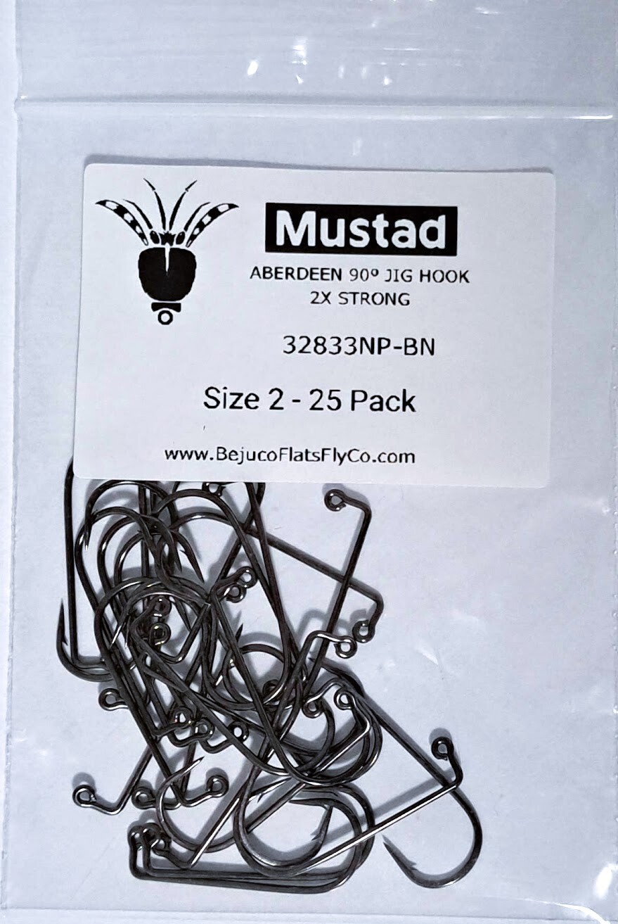 Mustad Jig Hooks 32833 2X Strong 90 deg 25pk Black Nickel Saltwater Molds