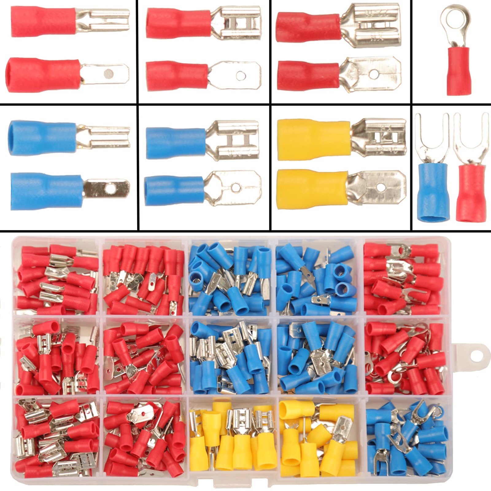 Feggizuli 280PCS Crimp Connectors, 2.8mm 4.8mm 280pcs, Red, Blue, Yellow