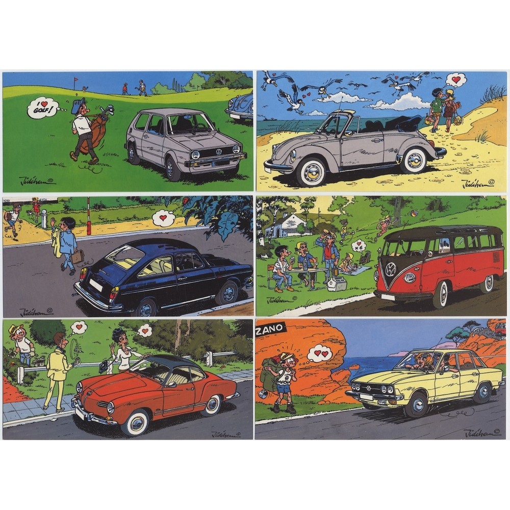 Set of 6 Jidehem Starter Postcards (50 Years of Volkswagen)