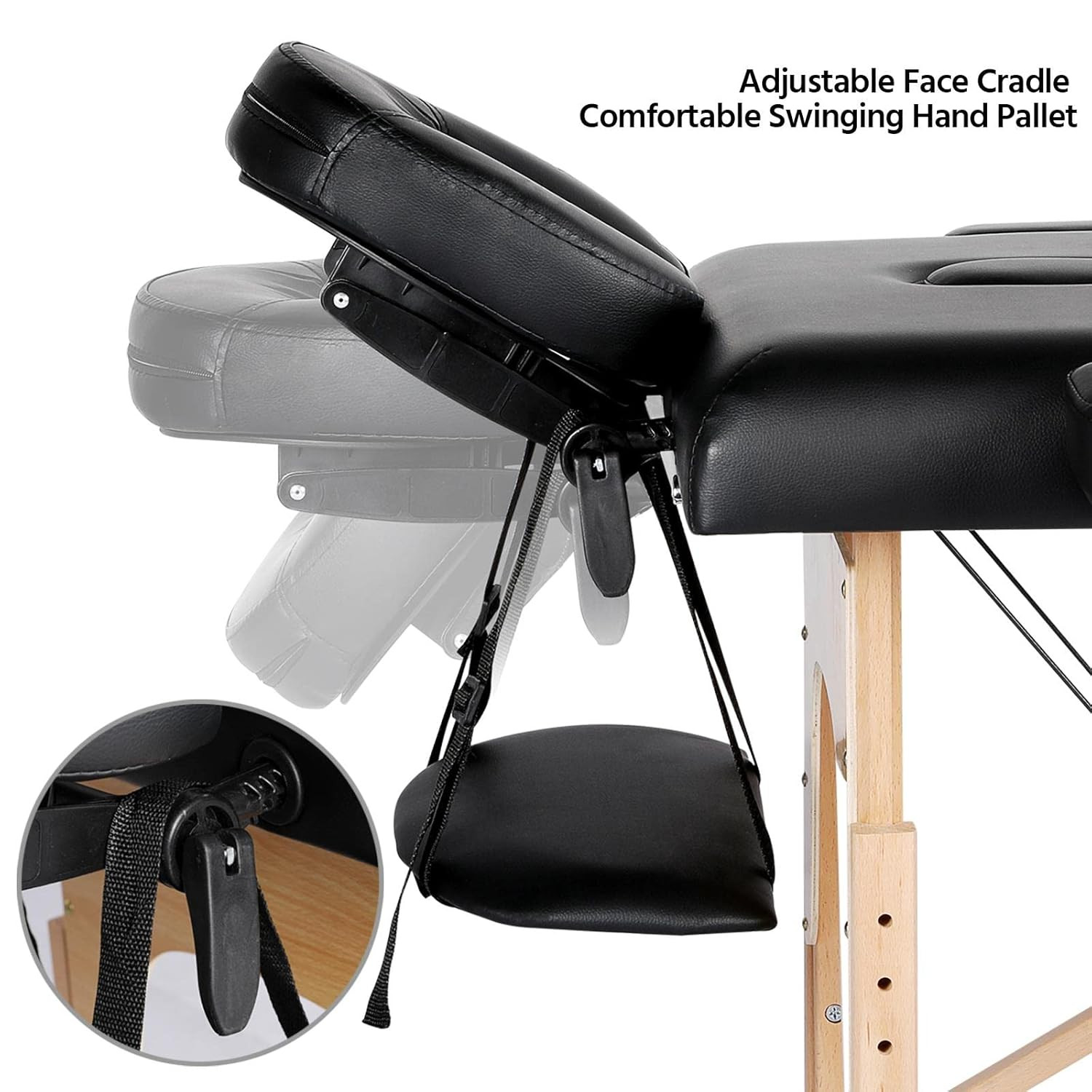 24 Inch Portable Massage Table Foldable Spa Bed Adjustable with Bag Black
