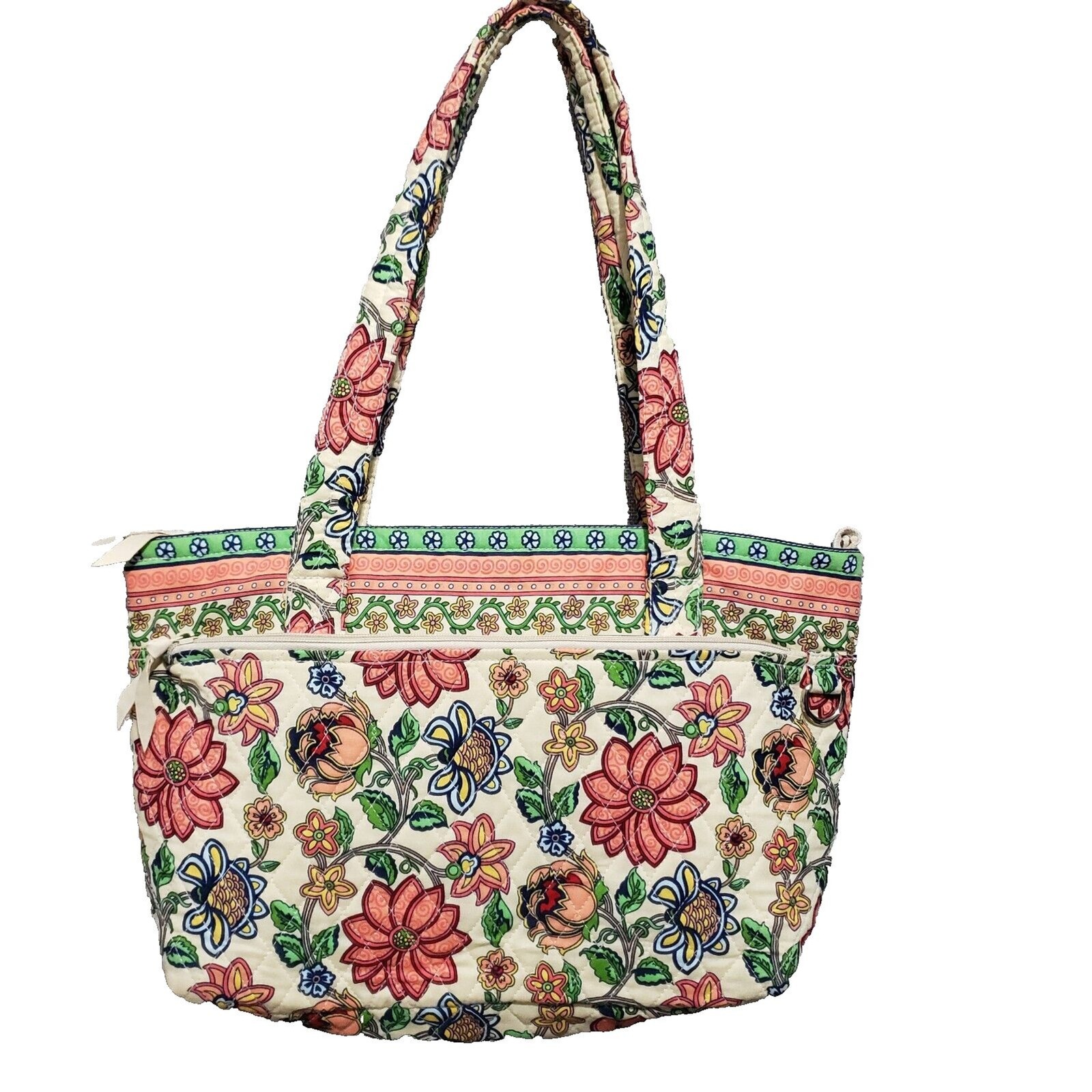 Multicolor Floral Light Cotton Shoulder Bag Zip Closure
