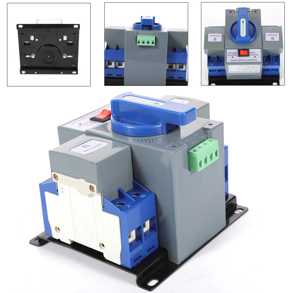 Automatic Transfer Switch Dual Power Generator Changeover Manual Switch 2P/63A