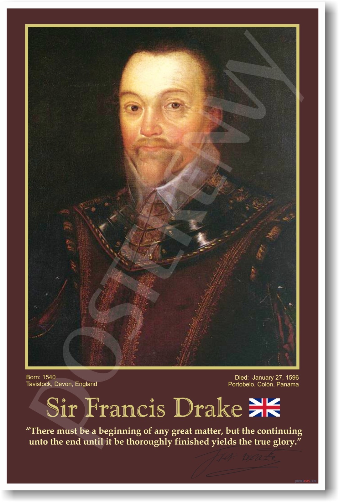 English Explorer Sir Francis Drake - Social Studies Classroom NEW School POSTER