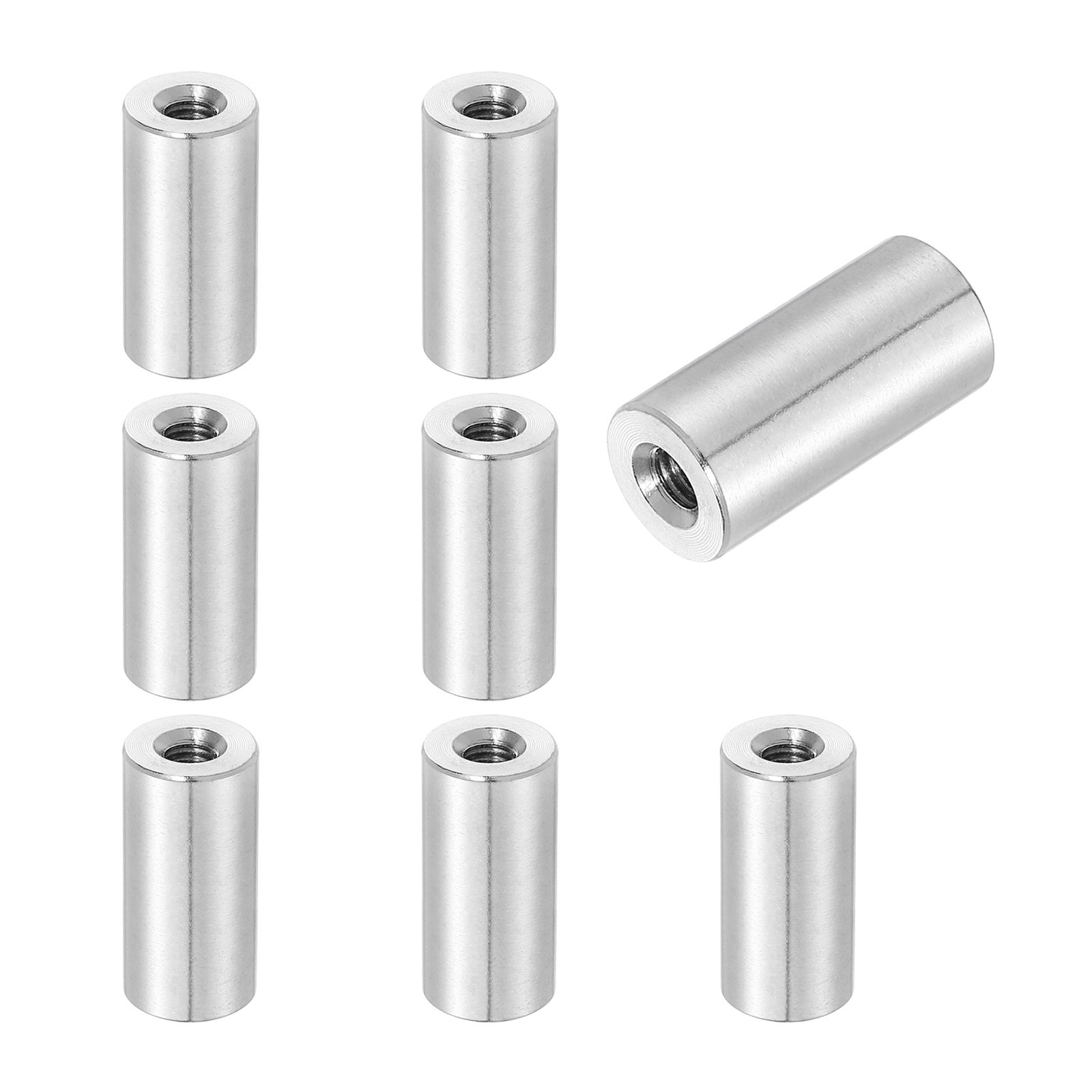 8Pcs 304 Stainless Steel M5x0.8mm Round Coupling Nuts, 0.47x0.98"(ODxH)