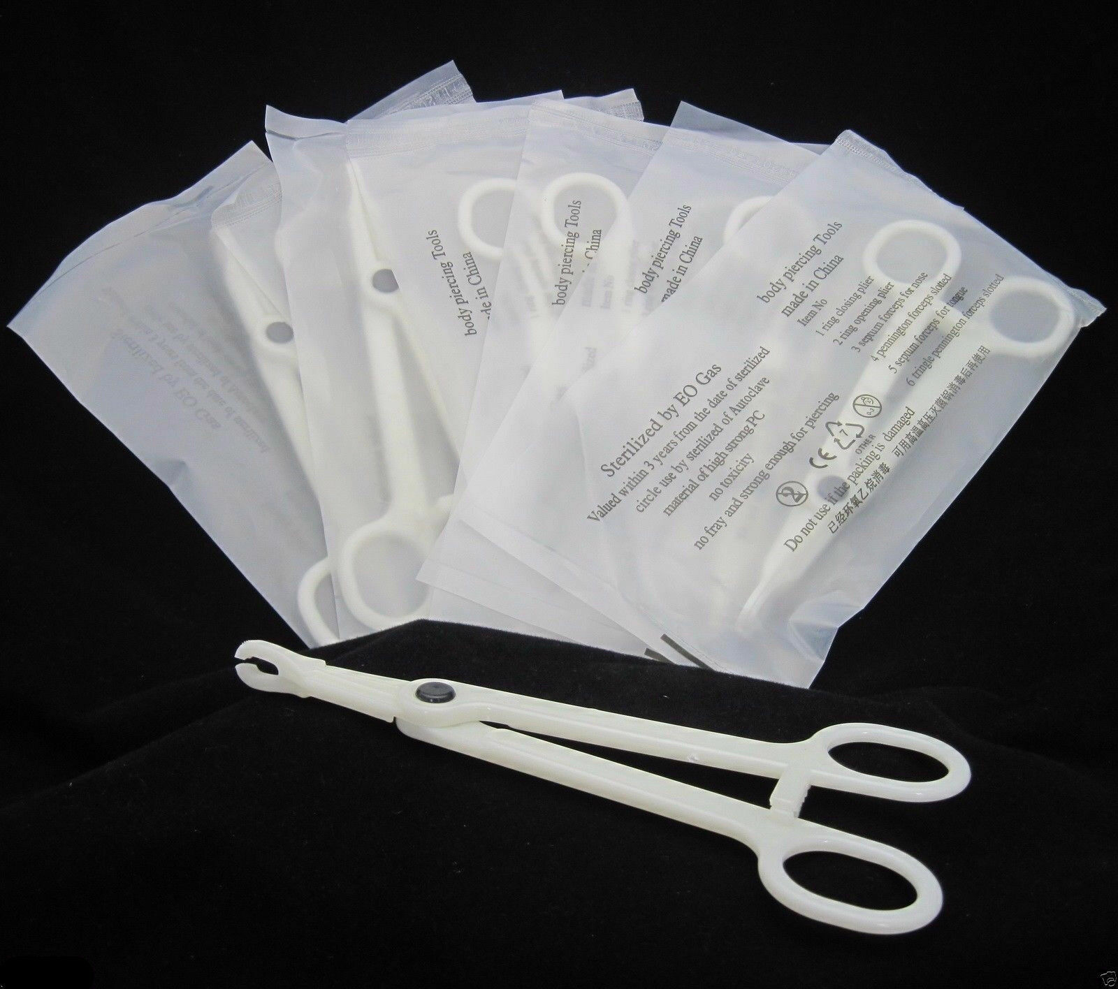 10 PCS Disposable Slotted Navel Forceps Clamp Plier Piercing Tool Supply