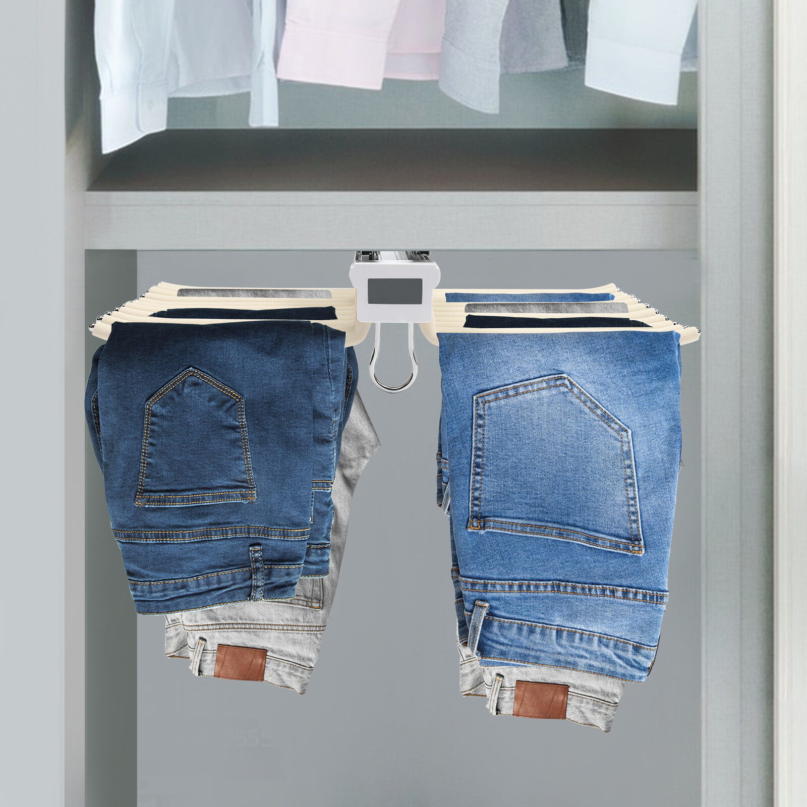 15kg Load Pants Hanger, 22 Rods Pull Out Trousers Rack, Jeans/Ties Hanging Rack