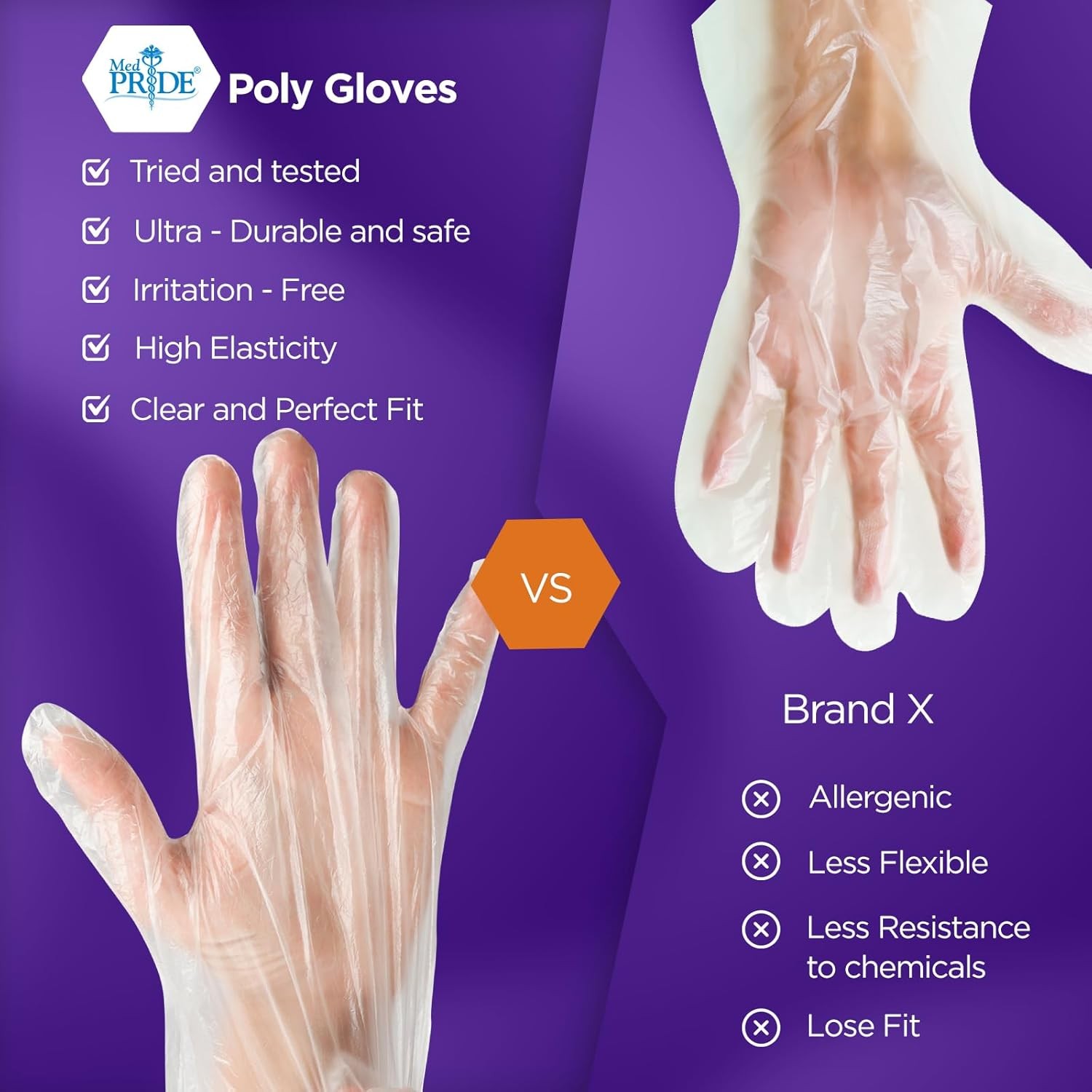 Clear Food-Prep Poly Gloves |Multipose Latex-Disposable