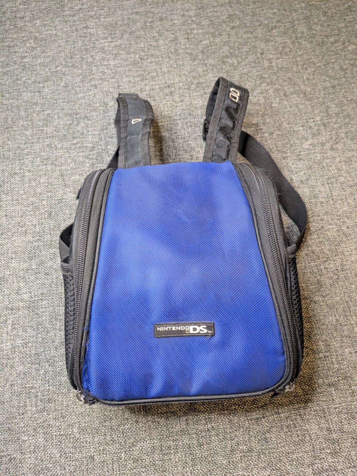 Nintendo DS Carrying Case Zipper Mini Bag Blue & Black Travel Bag Zipper