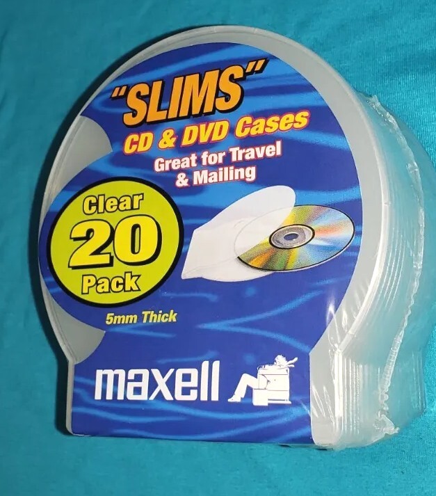 Maxell 190900 Clear Slims Disc Cases CD356 - 20 Pack NEW SEALED *FREE SHIPPING*