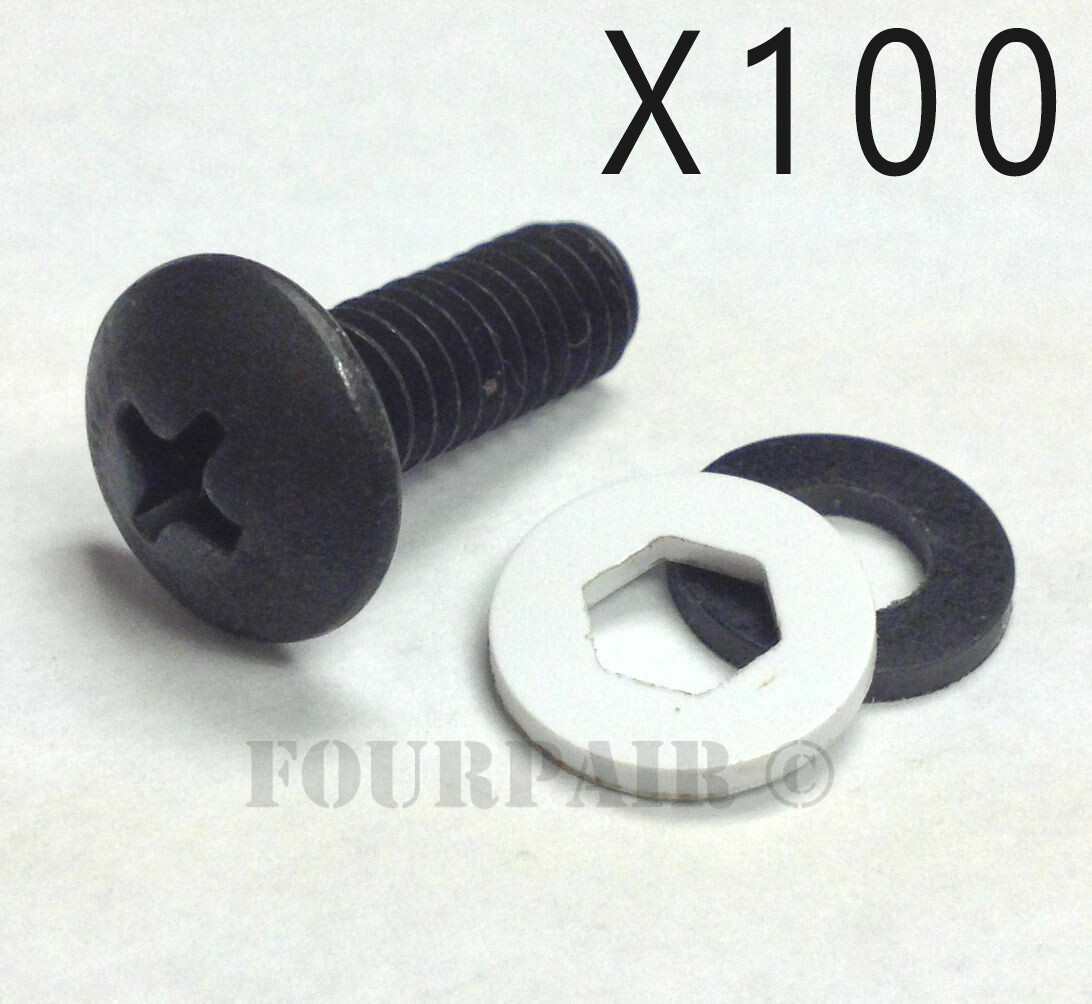 12-24 Thread Network Rack Mount Screws Bolts Black with Washers - 100 Pack Lot
