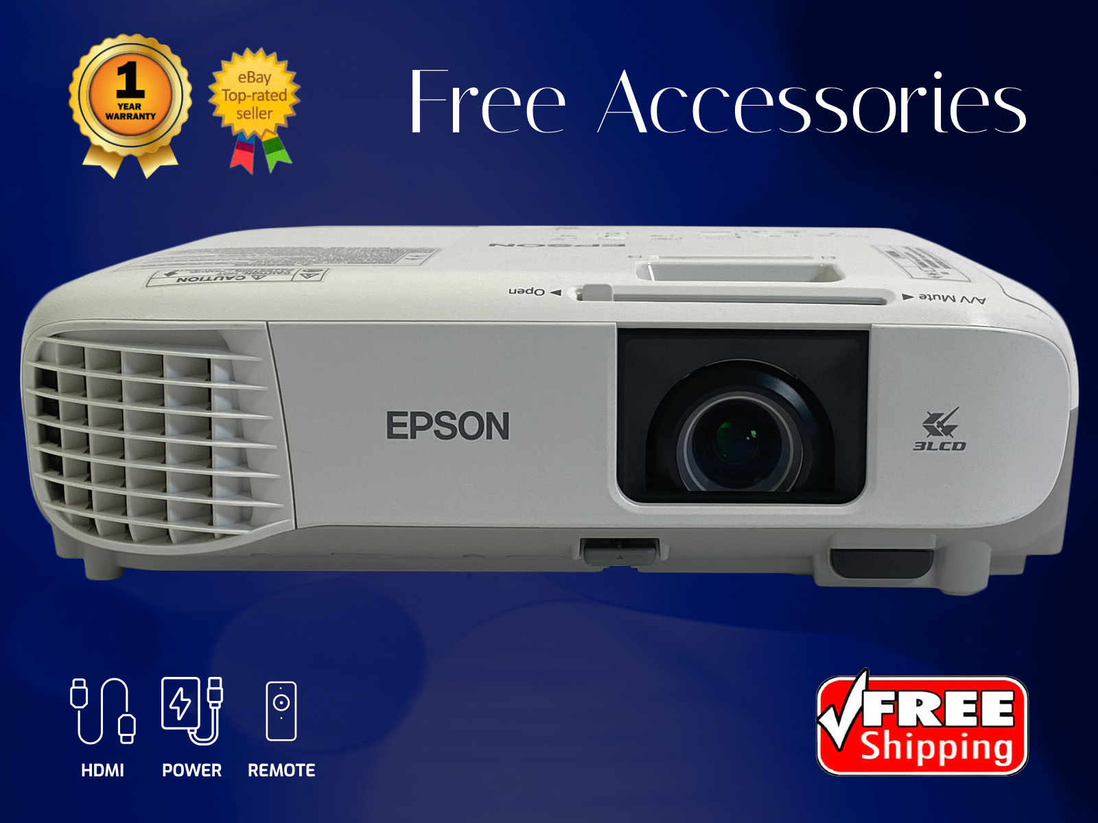 REFURBISHED Epson 3LCD Projector RoHS Compliant 3500 Lumens 2160p ECO Mode w/Kit