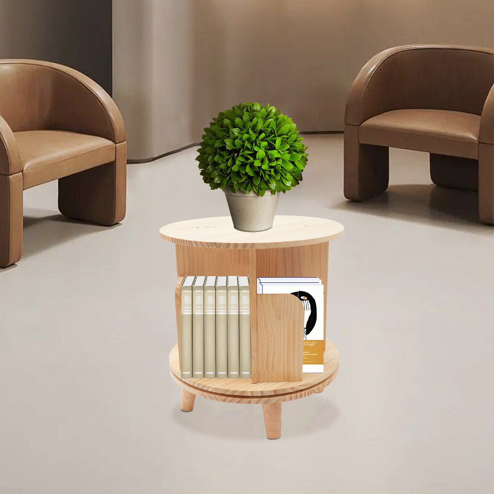 Bookshelf Organizer 360° Rotating Bookcase Storage Shelf Rack Floor Standing