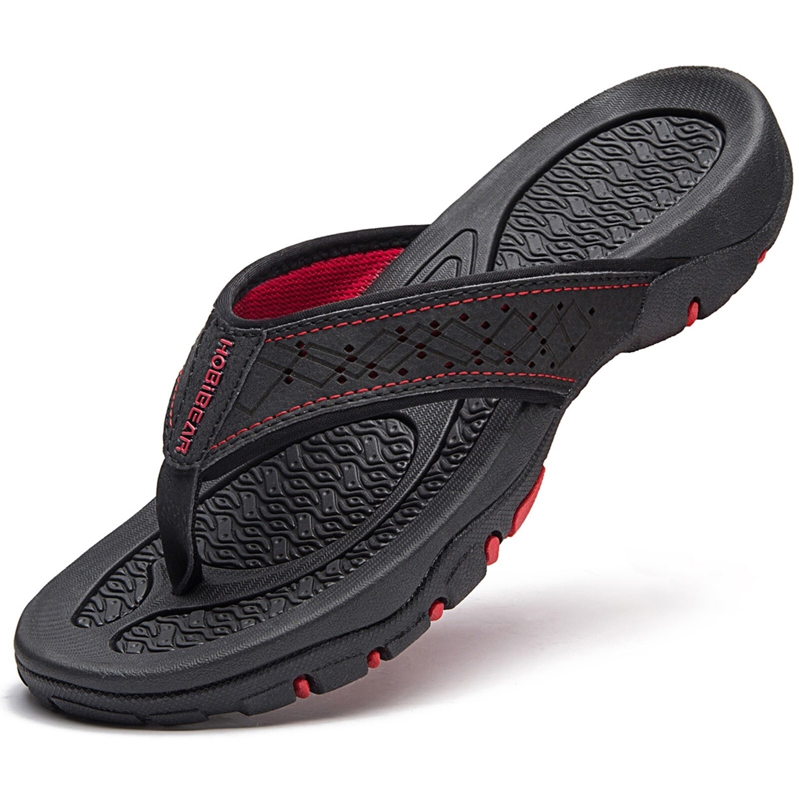 S 7-16 Hobibear Mens Thong Sandals Indoor Outdoor Beach Flip Flop Comfort Black