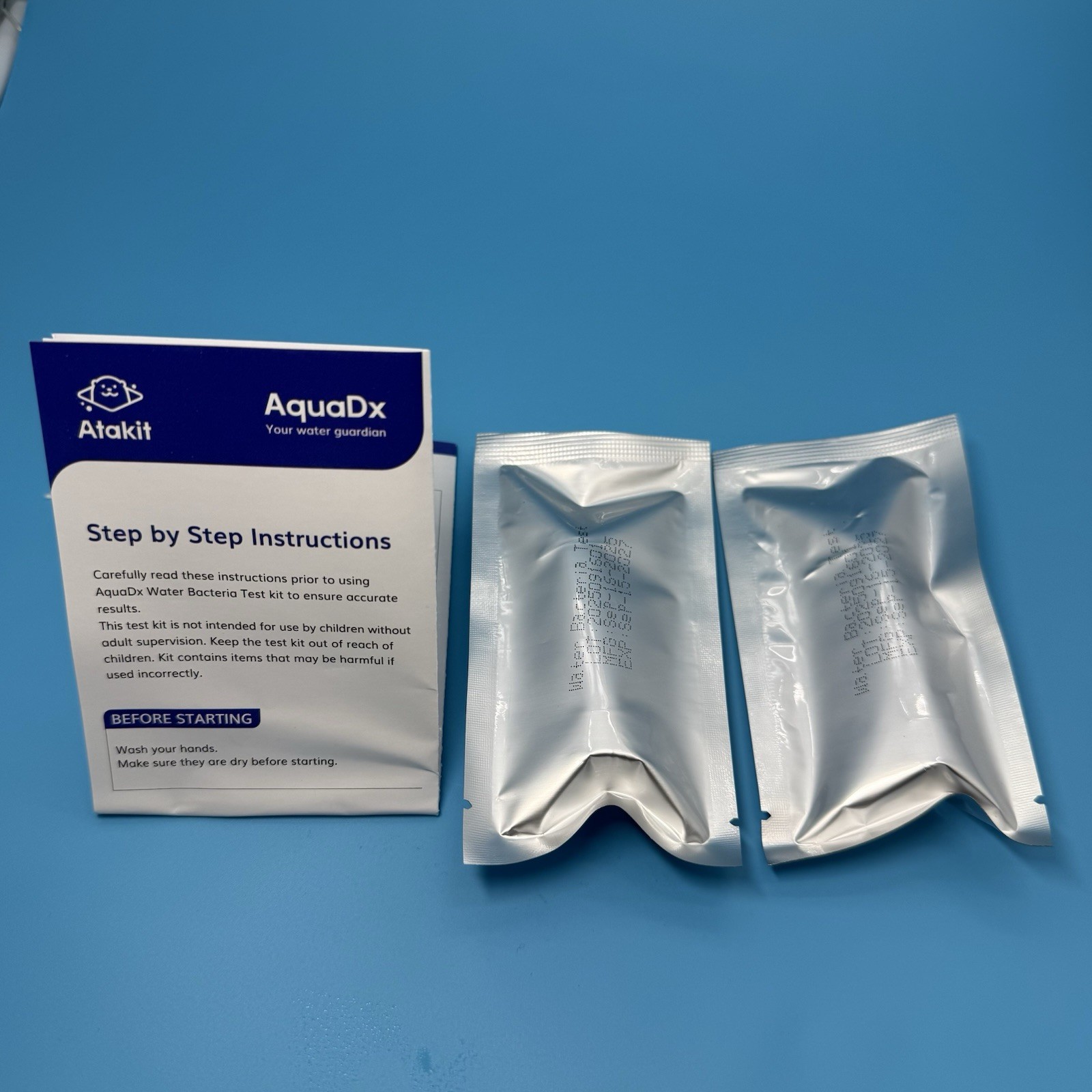 AquaDx 2 Pcs Water Bacteria Test Kit Total Coliform and E.coli Testing Blue