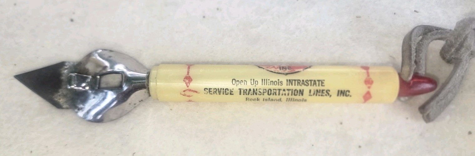 Vintage Advertising Bottle Can Opener Service Transportation LINES. Rock Island