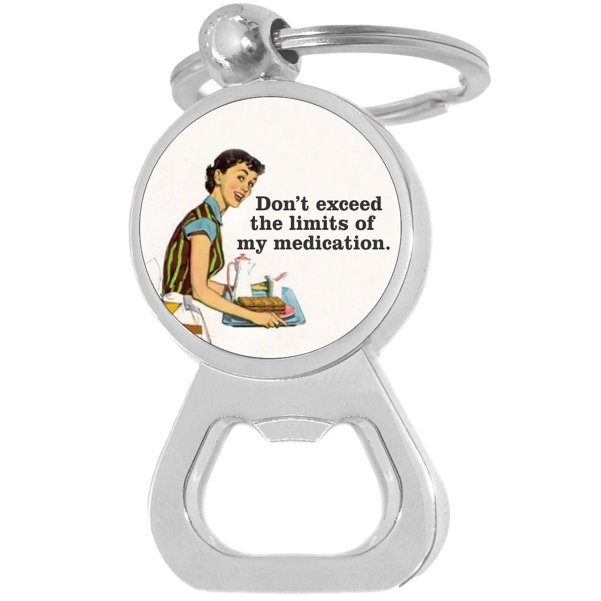 The Limit of my Medication Bottle Opener Keychain - Metal Beer Bar Tool Key Ring