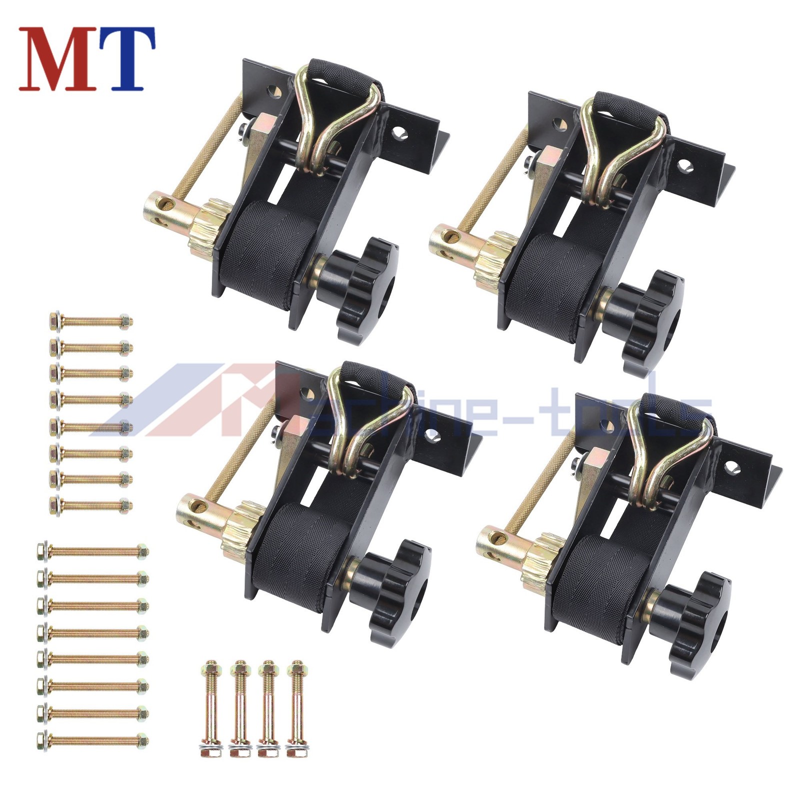 4 Pack 1.5"x7.5' 500lbs Ladder Rack Ratchet Straps 1.4" Square Tube with J-Hook