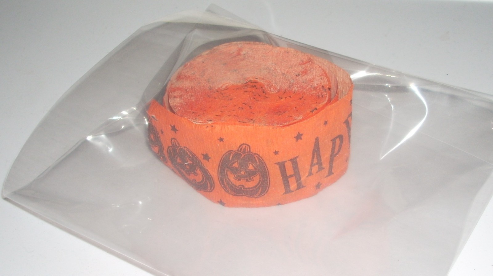 Vintage Happy Halloween Party Orange Black Pumpkins crepe paper streamer Roll