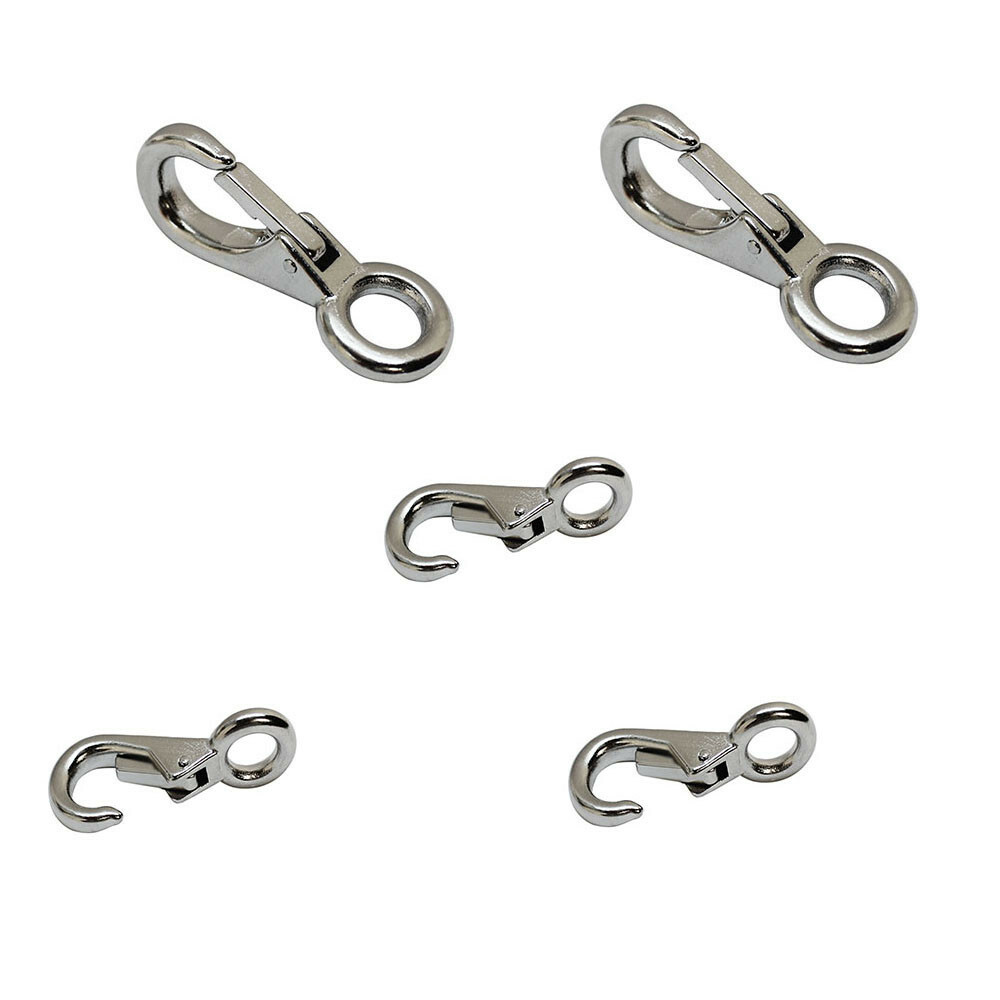 5 Pc 3/4'' Stainless Steel Fixed Eye Boat Snap Hook Marine Grade 316 Size #2