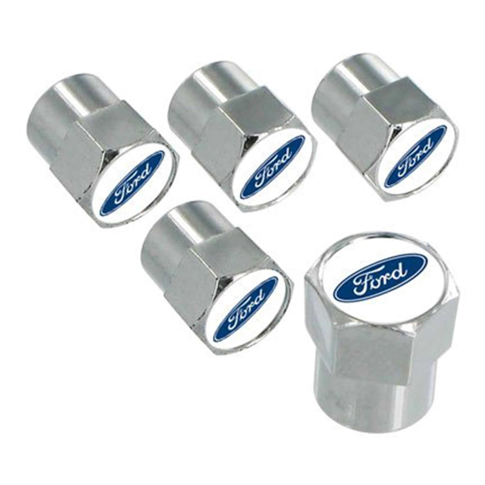 Ford Logo Tire Stem Valve Caps Set (Chrome)