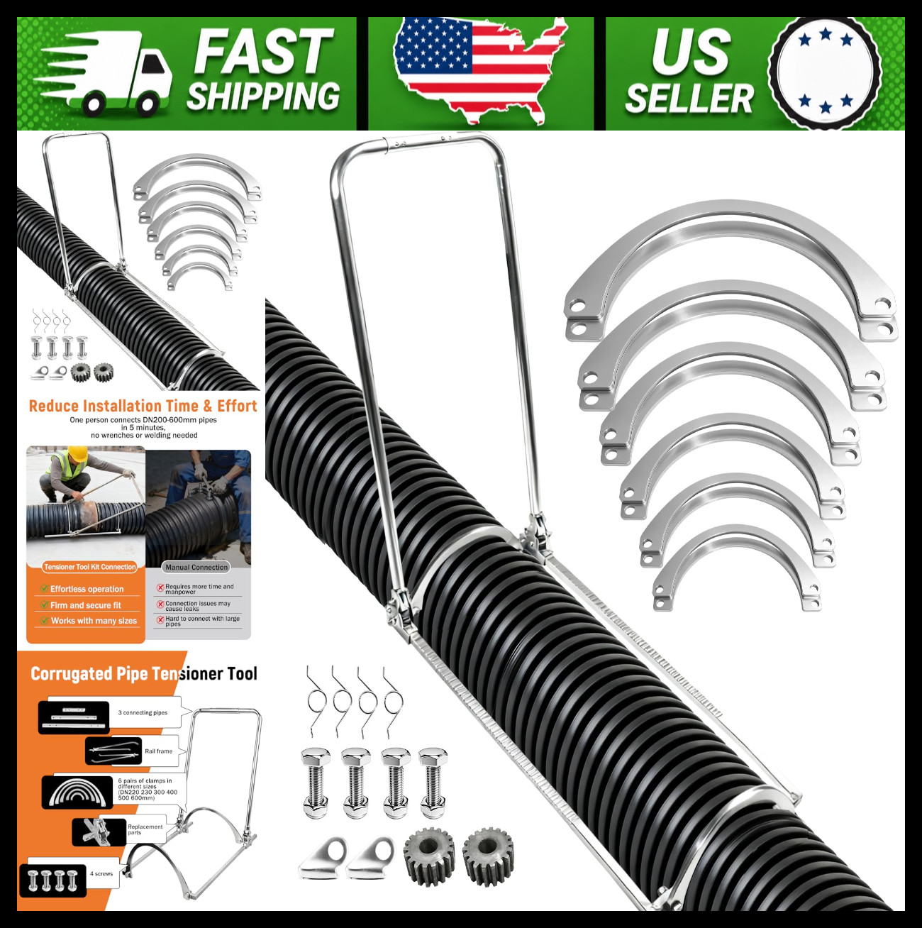 HDPE Corrugated Pipe Tensioner Tool for Drainage, Sewer & Construction