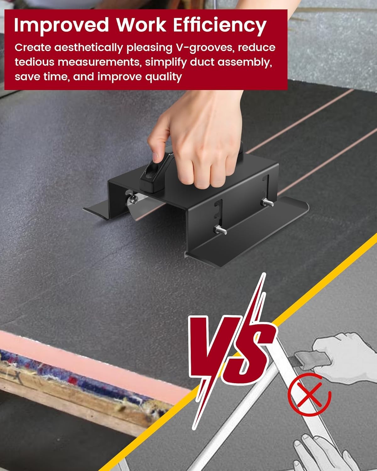 Adjustable V-Cut Duct Board Cutting Tools3 Adjustable Cutting Thickness Settings