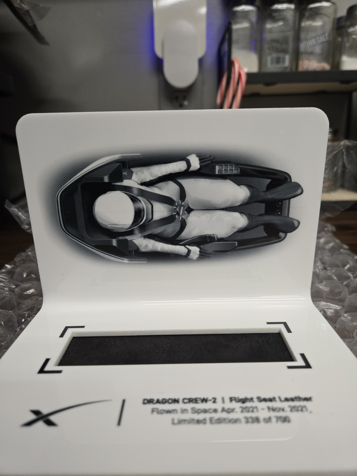 Authentic SpaceX Dragon Crew-2 Flight Seat Leather.