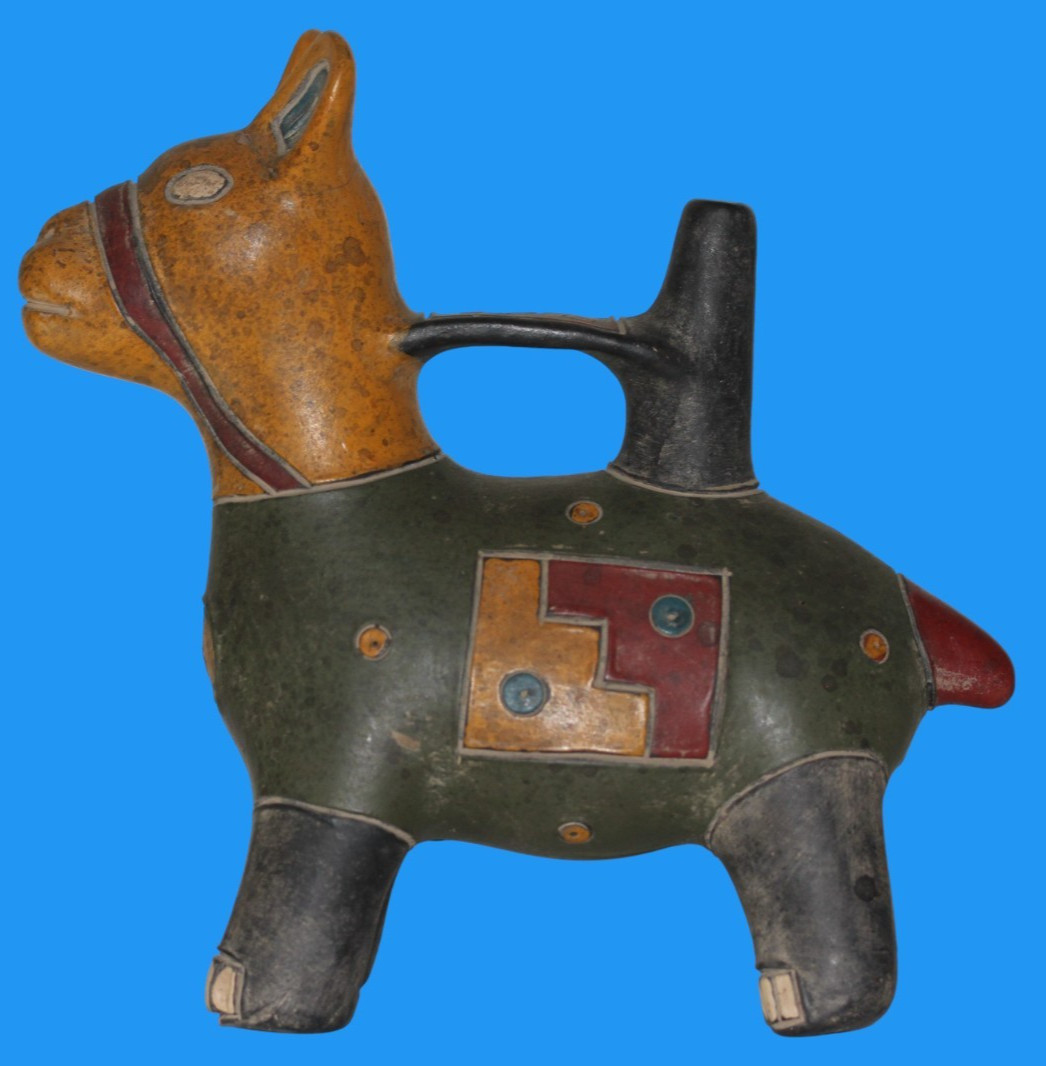 Museum Replica of a Pre Columbian Paracas Artifact from Peru Lama Vessel 007