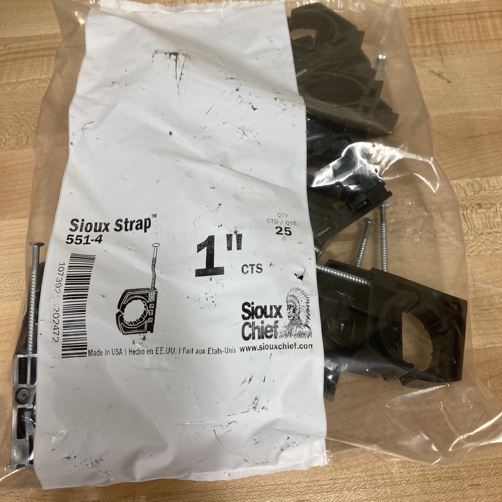 New SIOUX STRAP 551-4 1'' CTS Poly Full Clamp With Nail ~ 25 COUNT