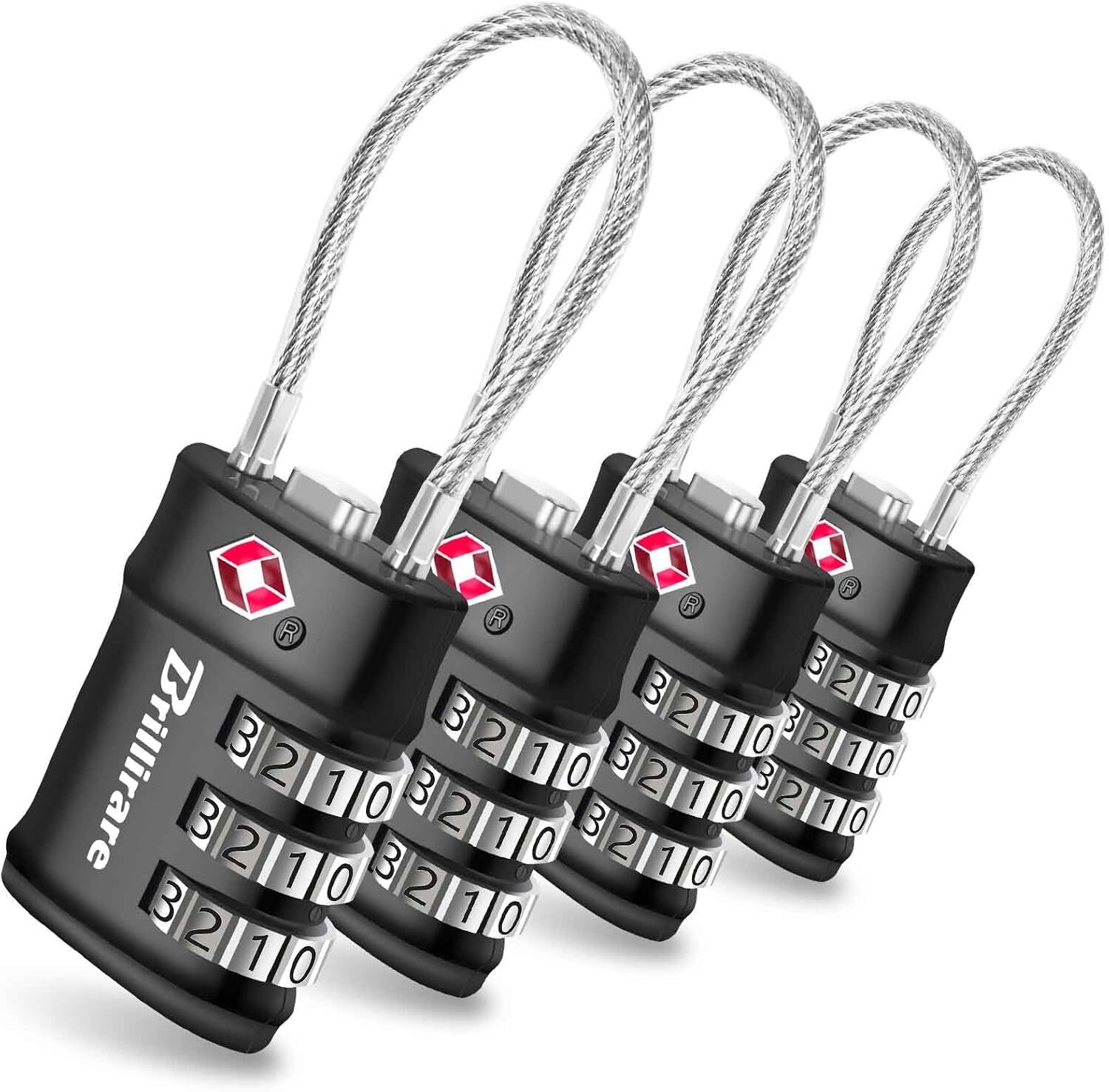 2 Pack TSA Approved Luggage Locks, Combination Travel Cable Lock