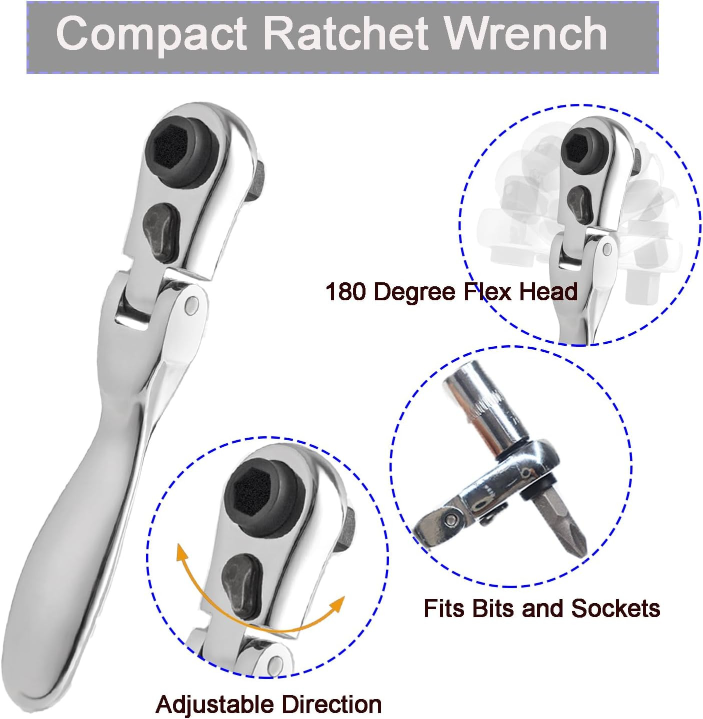 Mini Ratchet Set, Right Angle Screwdriver Set with 1/4 Mini Flex Ratchet Wrench
