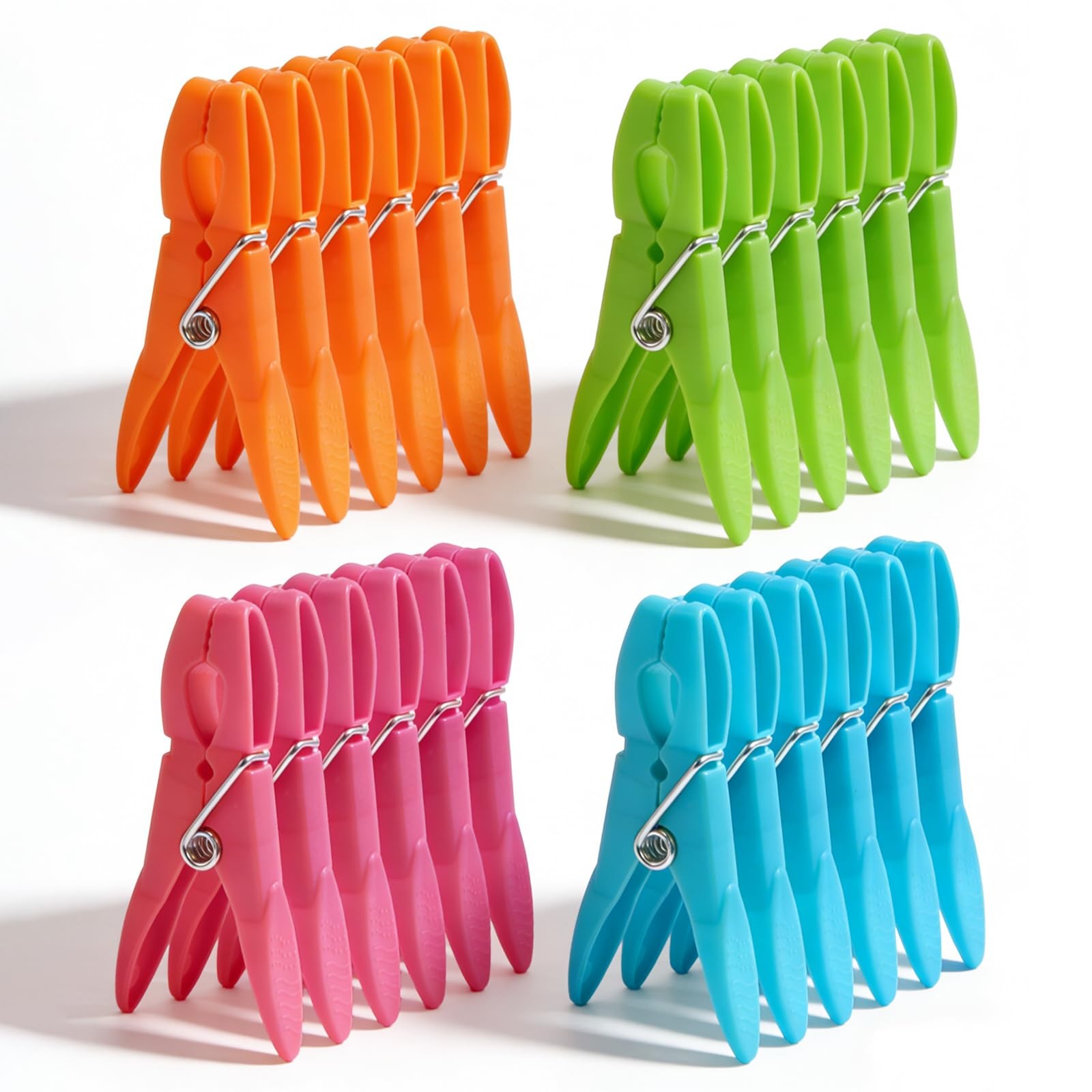 24Pack Colorful Plastic Clothespins Heavy Duty Laundry Clothes Pins Outdoor