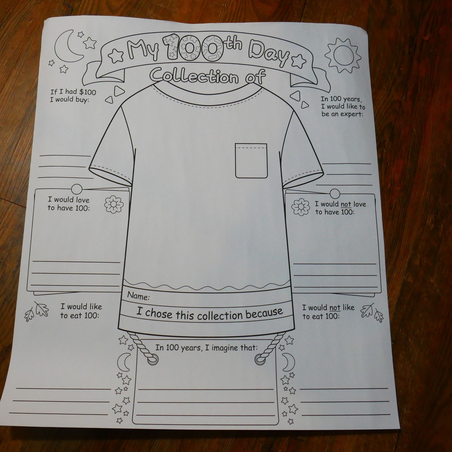 Ready-to-Decorate Ten Activities for 100th Day Fun! Posters - 30 Posters