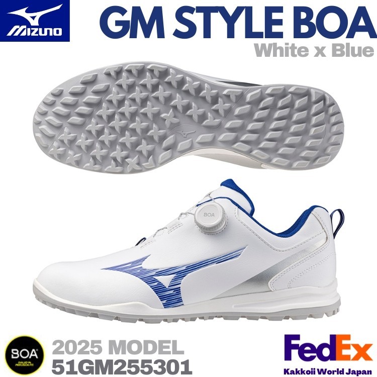 MIZUNO Golf Shoes  GM STYLE BOA White/Blue 51GM255301 2025 WIDE NEW!