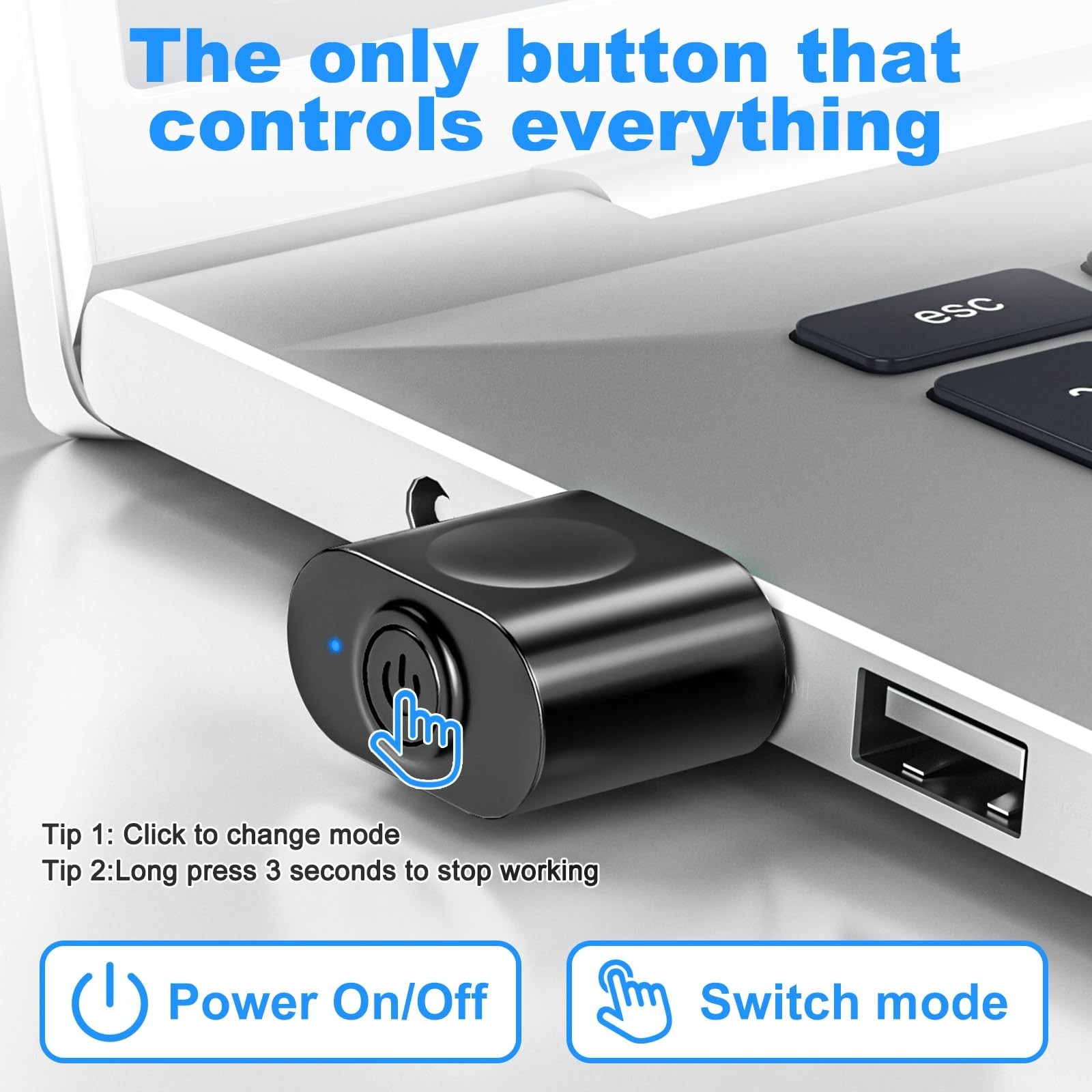 aMZCaSE Undetectable USB Mouse Jiggler | 3 Jiggle Modes, Switch Button, Plug ...