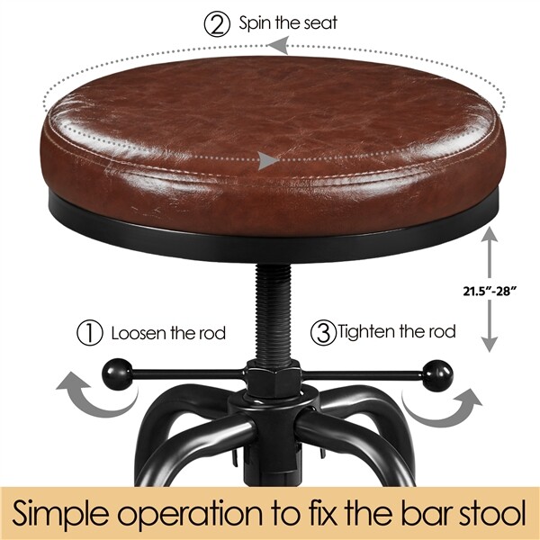 Industrial Bar Stool Rustic Swivel Bar Stool Counter-Height Stool for Kitchen