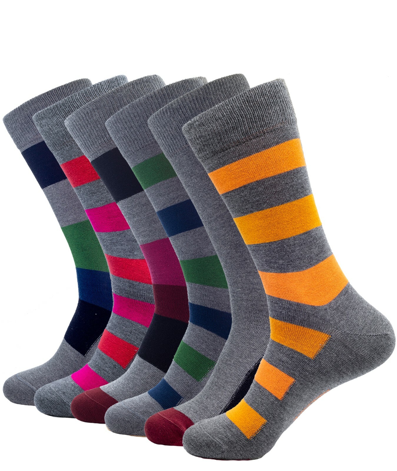 6 Pack Men's Bamboo Thin Crew Socks Black Grey Multipacks Super Soft Breathable