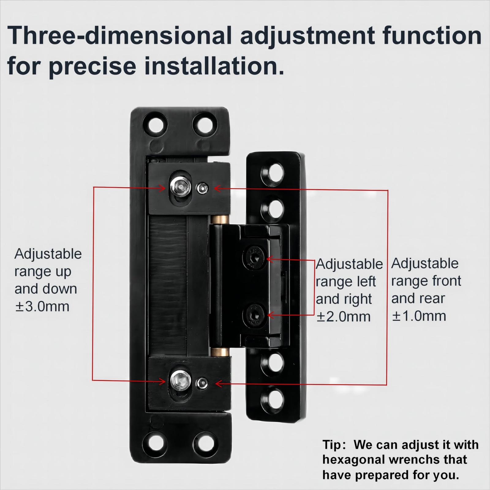 Hidden Door Hinge Adjustable Zinc Alloy Concealed Hinges 110LBS 110 Degree