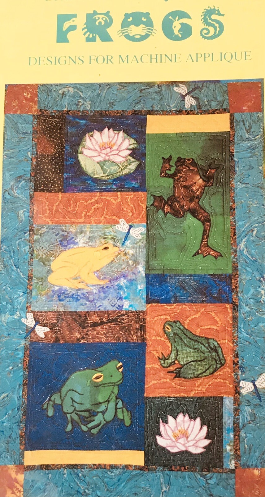 Nice FROGS & LILY PADS & DRAGONFLYS Critters In A Hurry Quilt Pattern Machine