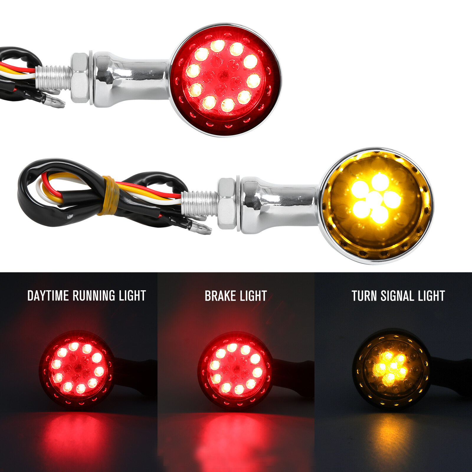 For Suzuki Boulevard C50 M109R Chrome Bullet LED Blinker Brake Turn Signal Light