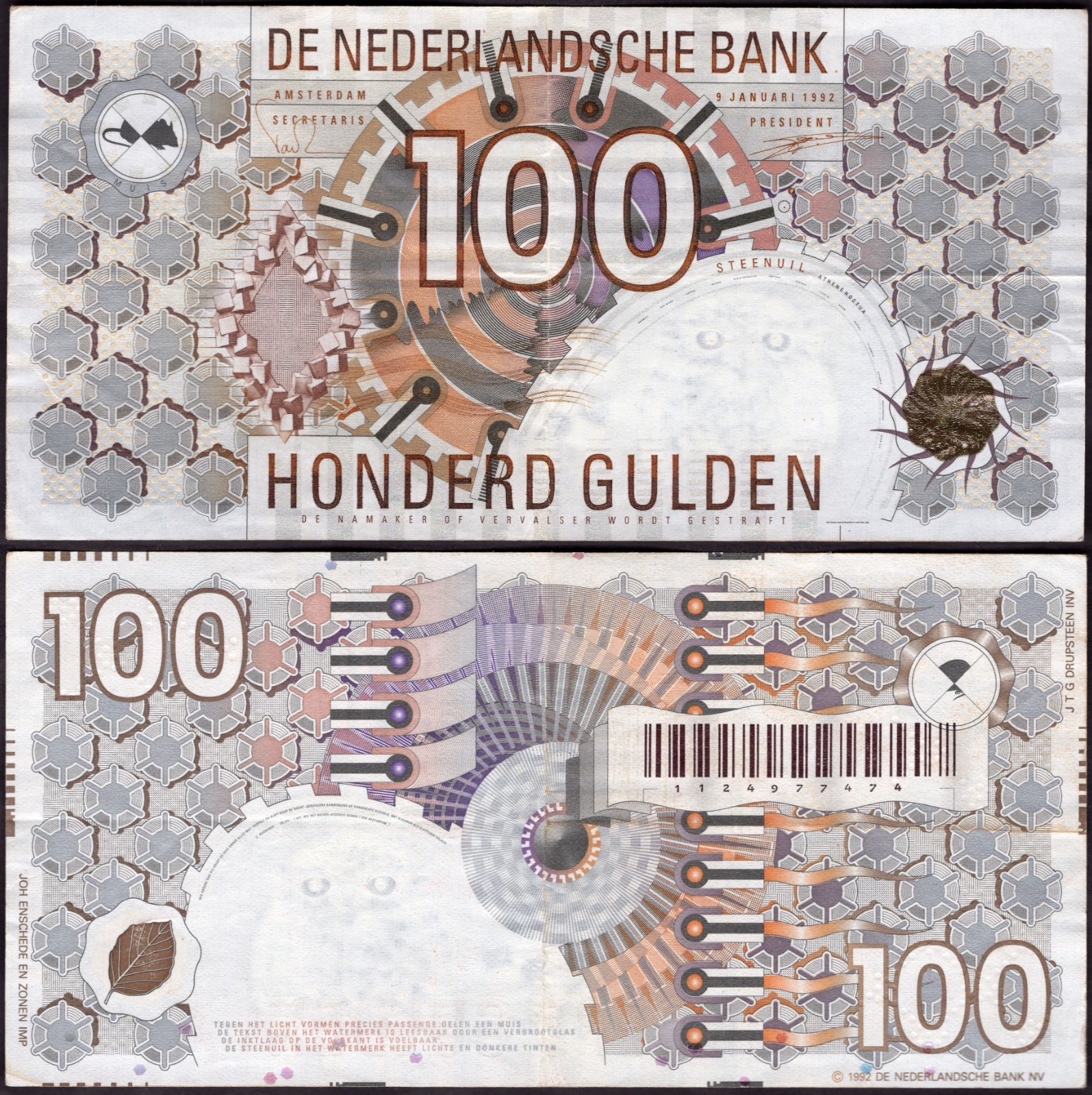 Netherlands. 100 Guilders 9-1-1992 (WPM 101) 1124977474 VF-EF.