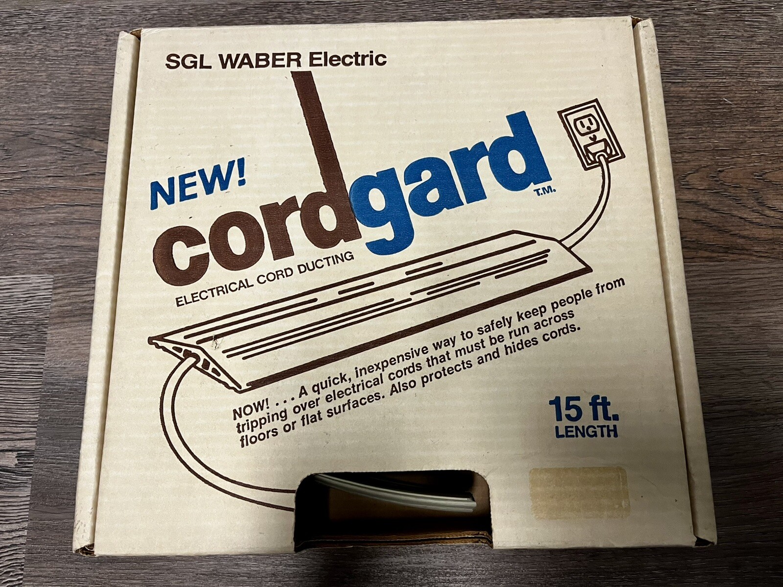 NEW OLD STOCK Vintage SGL WABER Cordgard 15' ALMOND TAN Safety Cord Cover