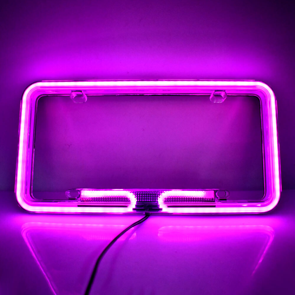 Universal 12V Purple Car Pickup Neon License Plate Frame Front Rear Tag Cover