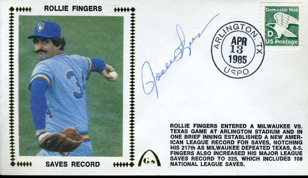 Rollie Fingers Jsa Cert Sticker Fdc First Day Cover Authentic Autograph