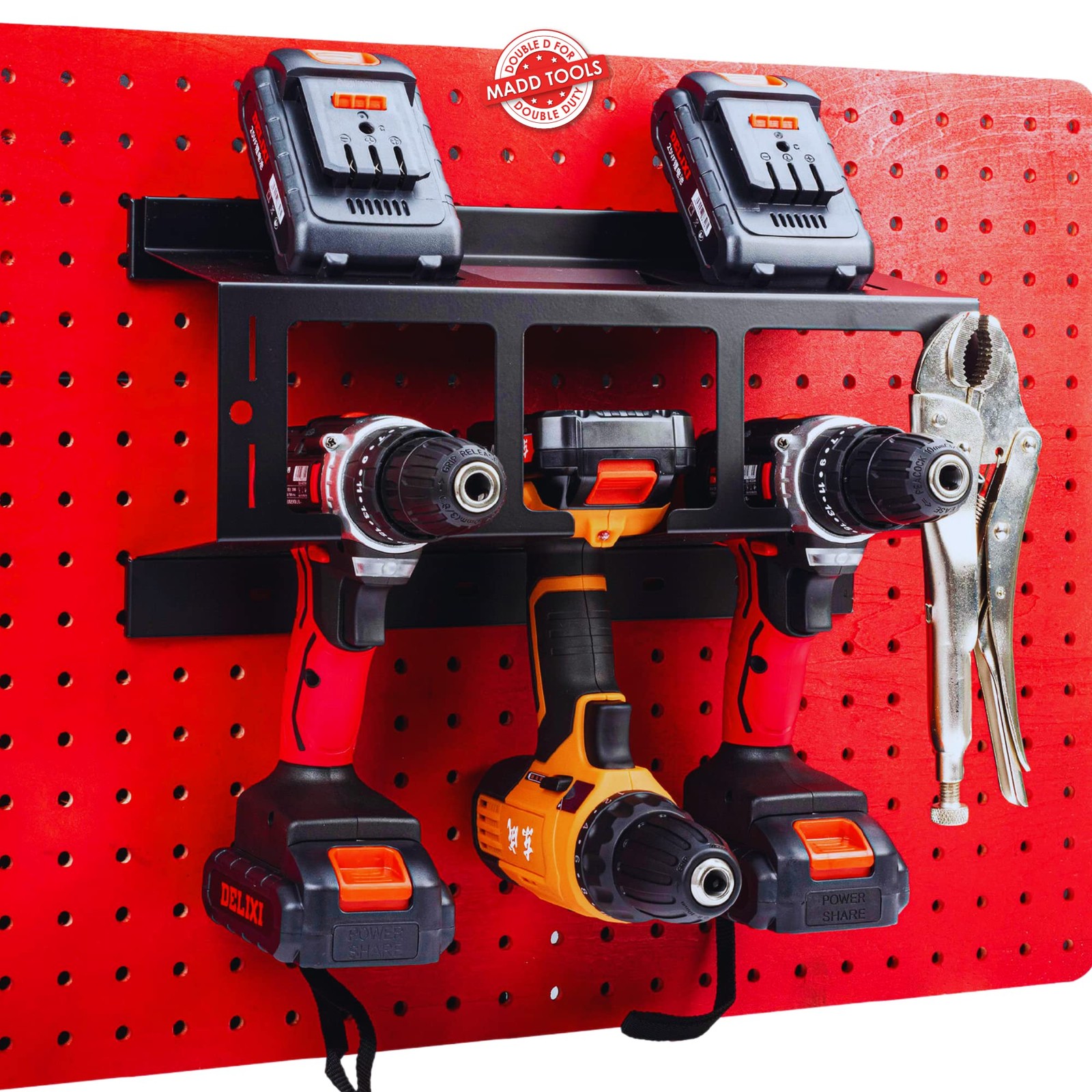Heavy Duty Drill Holder for 1/4" Holes - Stores up to 3 Drills, Organizes on ...